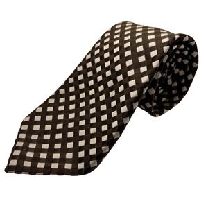 The Custom Shop Brown Woven‎ Checkered Necktie - Men's Fashion Accessory 70s